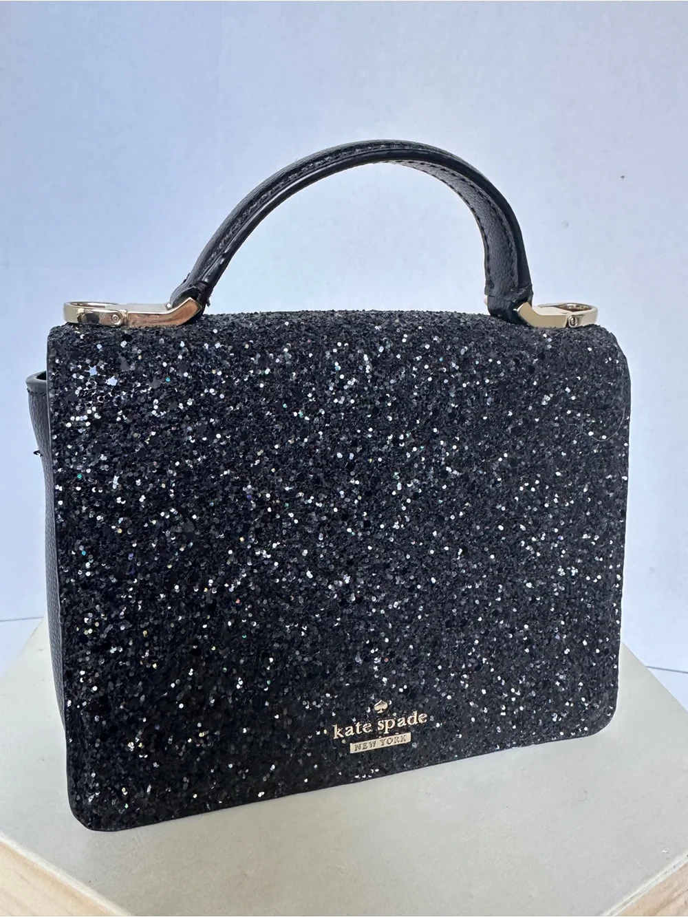 Kate Spade New York Maisie Black Rock Glitter Top Handle Handbag (No Strap)